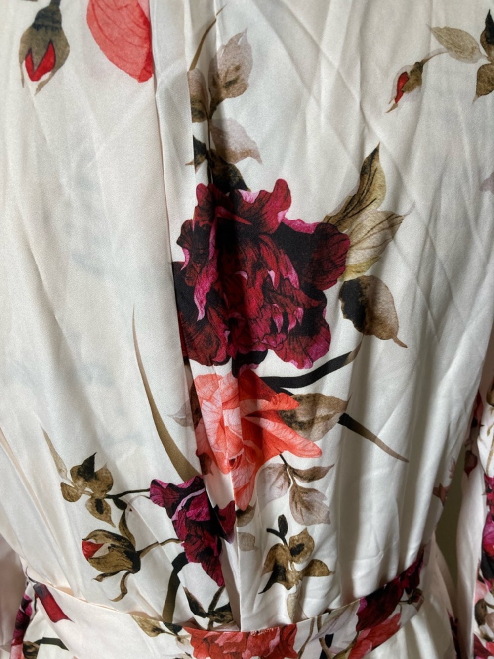 Curvedream ivory long sleeve floral maxi v-neck dress, size XL, fits like L - Picture 6 of 10